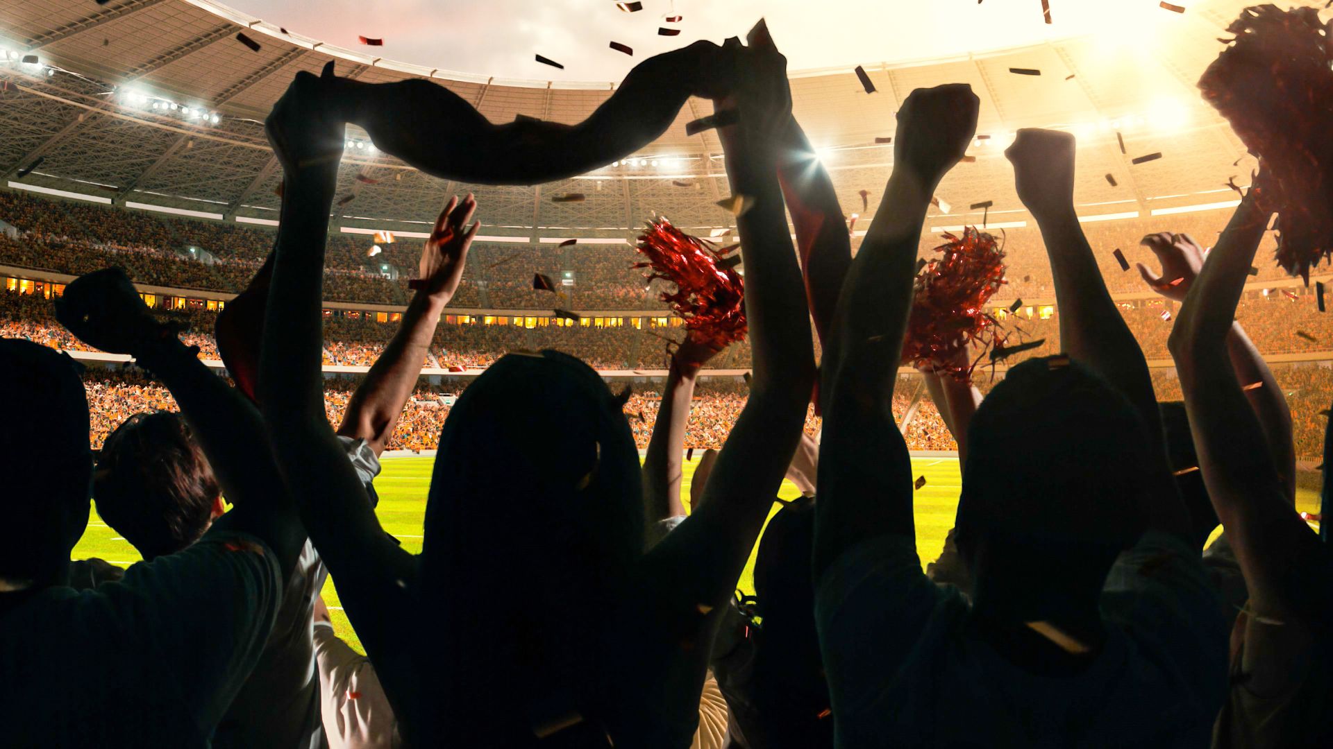 Fans cheering for sports team